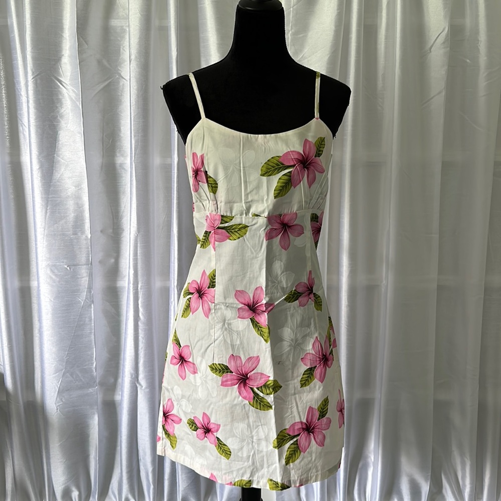 Floral Pink Midi Sundress with Spaghetti Straps